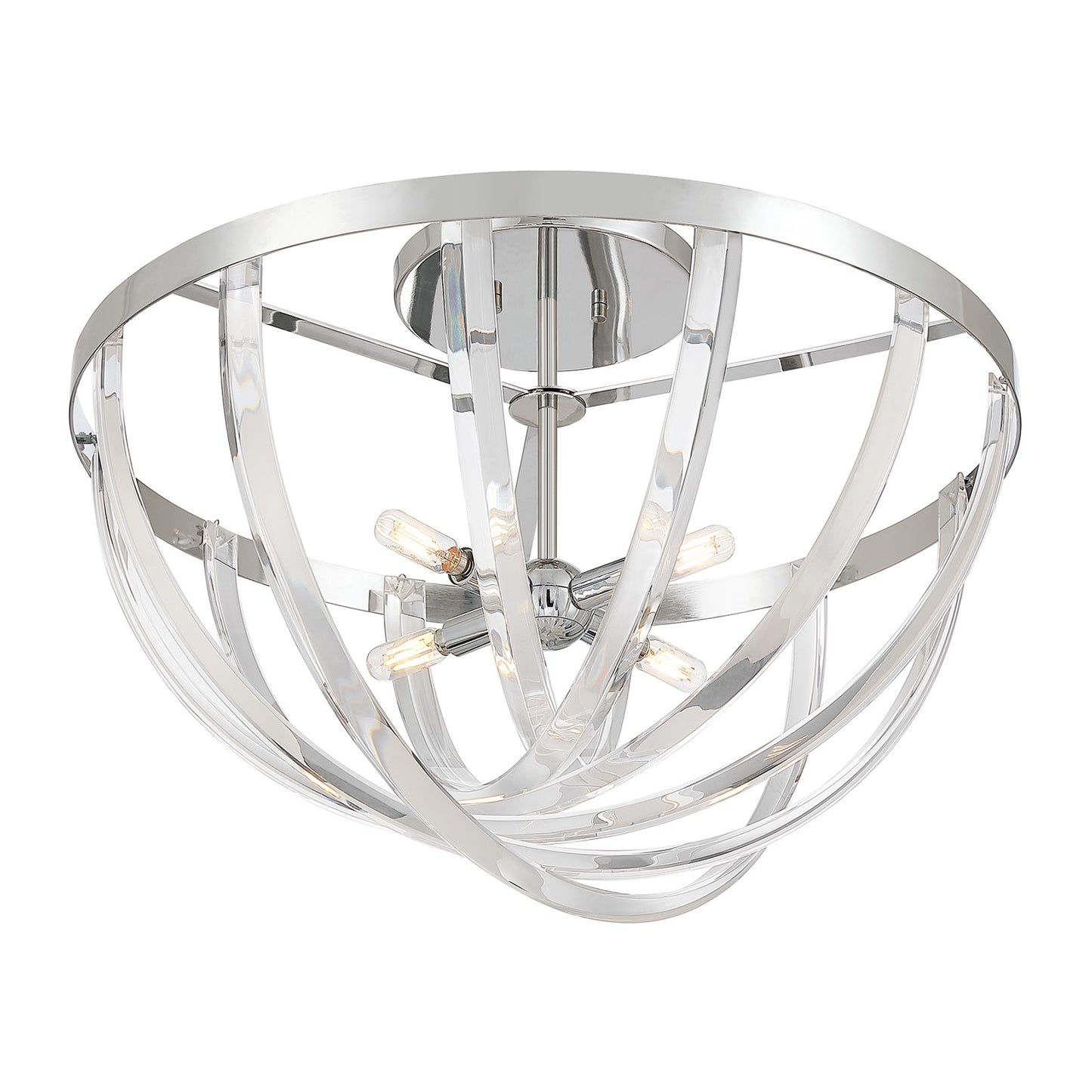 Savoy House Jennings 24in 4-Light Semi-Flush Mount | Modern & Glam Polished Chrome and Acrylic | Foyer & Bedroom Ceiling Light | 24 | Model 6-1777-4-11