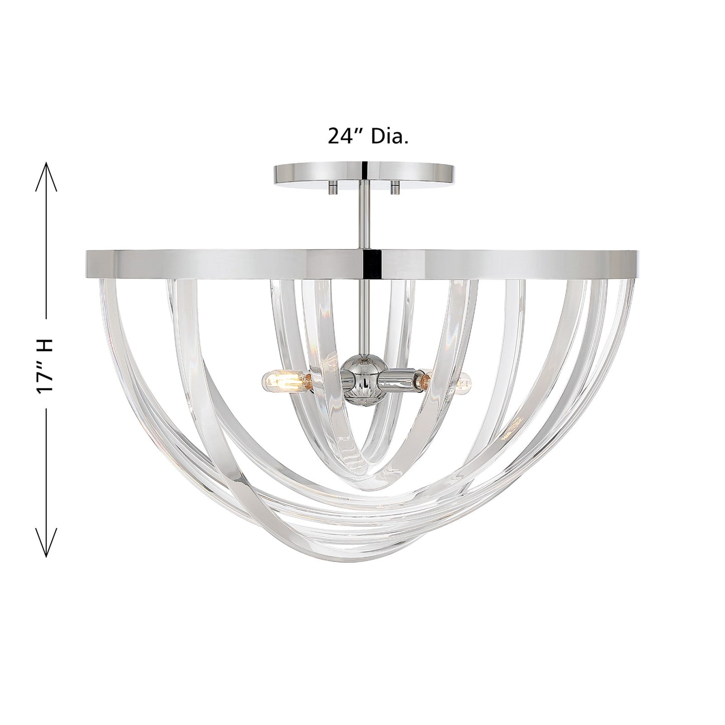 Savoy House Jennings 24in 4-Light Semi-Flush Mount | Modern & Glam Polished Chrome and Acrylic | Foyer & Bedroom Ceiling Light | 24 | Model 6-1777-4-11