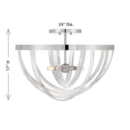 Savoy House Jennings 24in 4-Light Semi-Flush Mount | Modern & Glam Polished Chrome and Acrylic | Foyer & Bedroom Ceiling Light | 24 | Model 6-1777-4-11