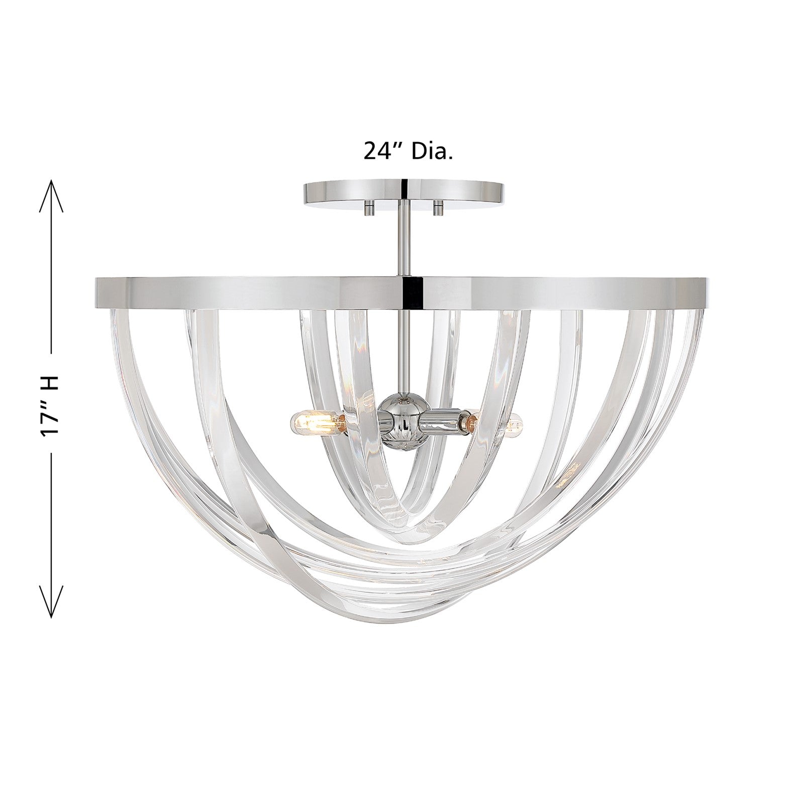 Savoy House Jennings 24in 4-Light Semi-Flush Mount | Modern & Glam Polished Chrome and Acrylic | Foyer & Bedroom Ceiling Light | 24 | Model 6-1777-4-11