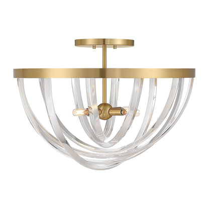 Savoy House Jennings 24in 4-Light Semi-Flush Mount | Modern & Glam Warm Brass and Acrylic | Foyer & Bedroom Ceiling Light | 24 x 24 | Model 6-1777-4-322