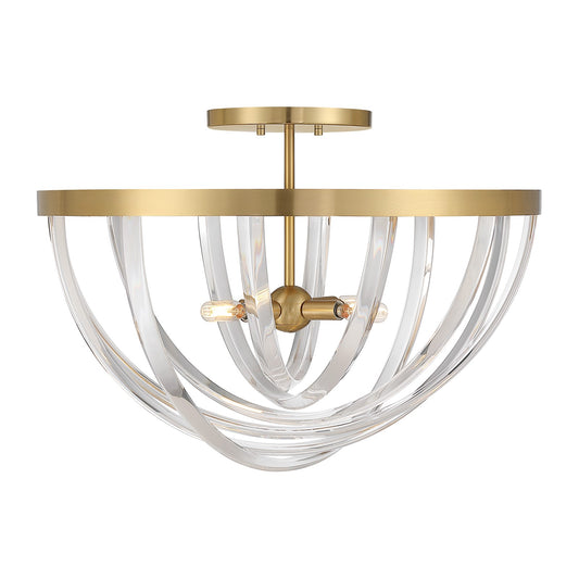 Savoy House Jennings 24in 4-Light Semi-Flush Mount | Modern & Glam Warm Brass and Acrylic | Foyer & Bedroom Ceiling Light | 24 x 24 | Model 6-1777-4-322