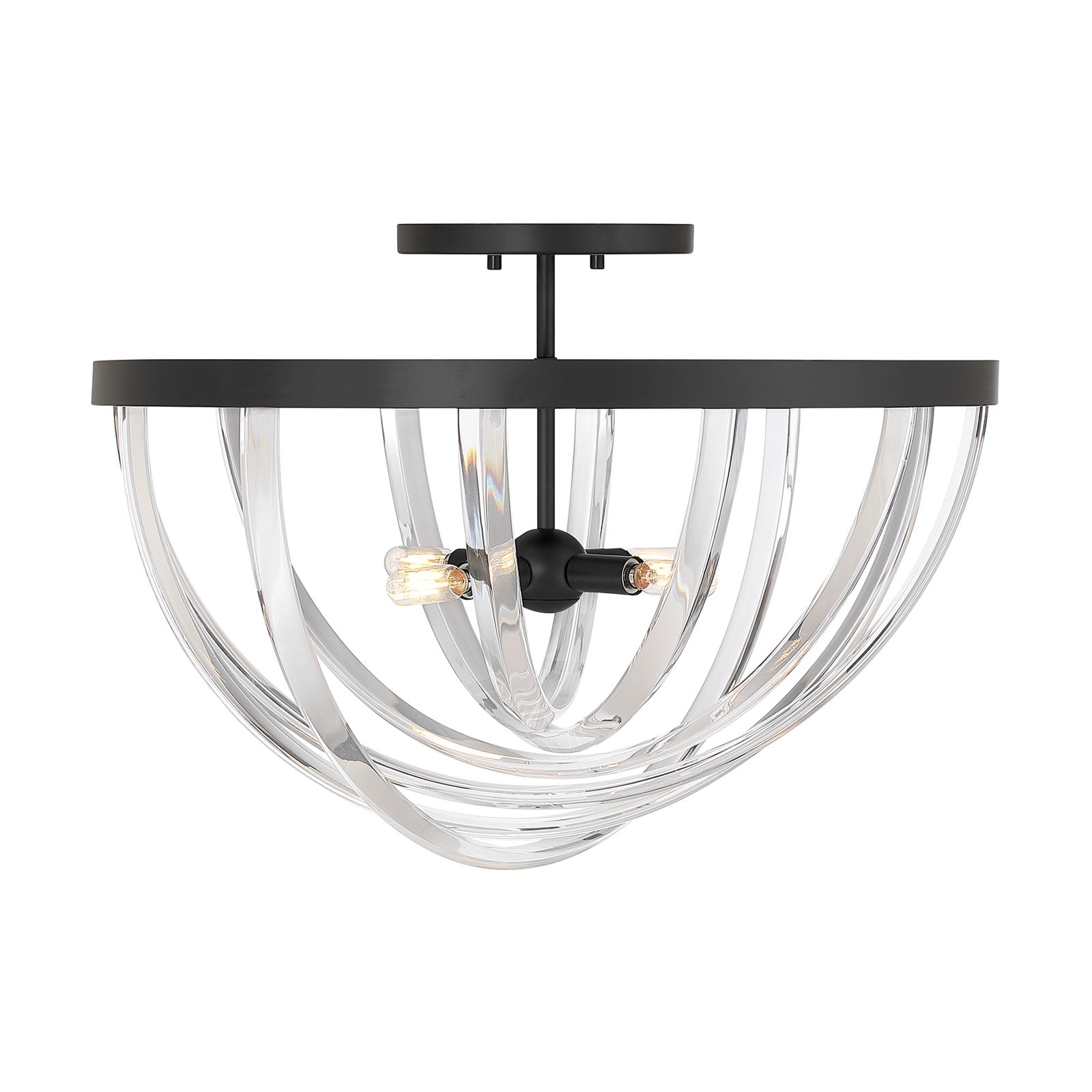 Savoy House Jennings 24in 4-Light Semi-Flush Mount | Modern & Glam Matte Black and Acrylic | Foyer & Bedroom Ceiling Light | 24 x 24 | Model 6-1777-4-89