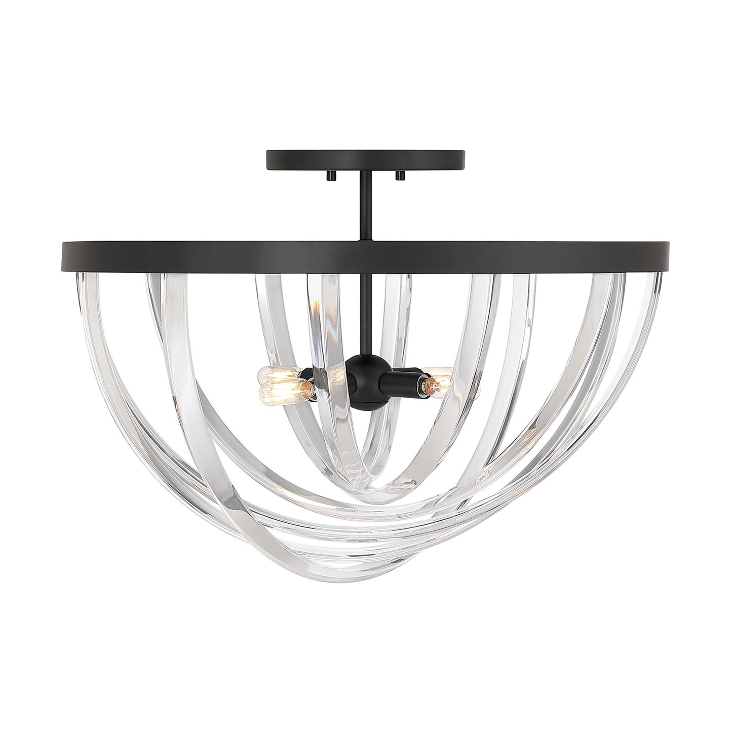 Savoy House Jennings 24in 4-Light Semi-Flush Mount | Modern & Glam Matte Black and Acrylic | Foyer & Bedroom Ceiling Light | 24 x 24 | Model 6-1777-4-89