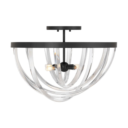 Savoy House Jennings 24in 4-Light Semi-Flush Mount | Modern & Glam Matte Black and Acrylic | Foyer & Bedroom Ceiling Light | 24 x 24 | Model 6-1777-4-89
