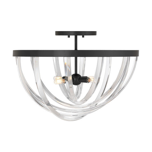 Savoy House Jennings 24in 4-Light Semi-Flush Mount | Modern & Glam Matte Black and Acrylic | Foyer & Bedroom Ceiling Light | 24 x 24 | Model 6-1777-4-89