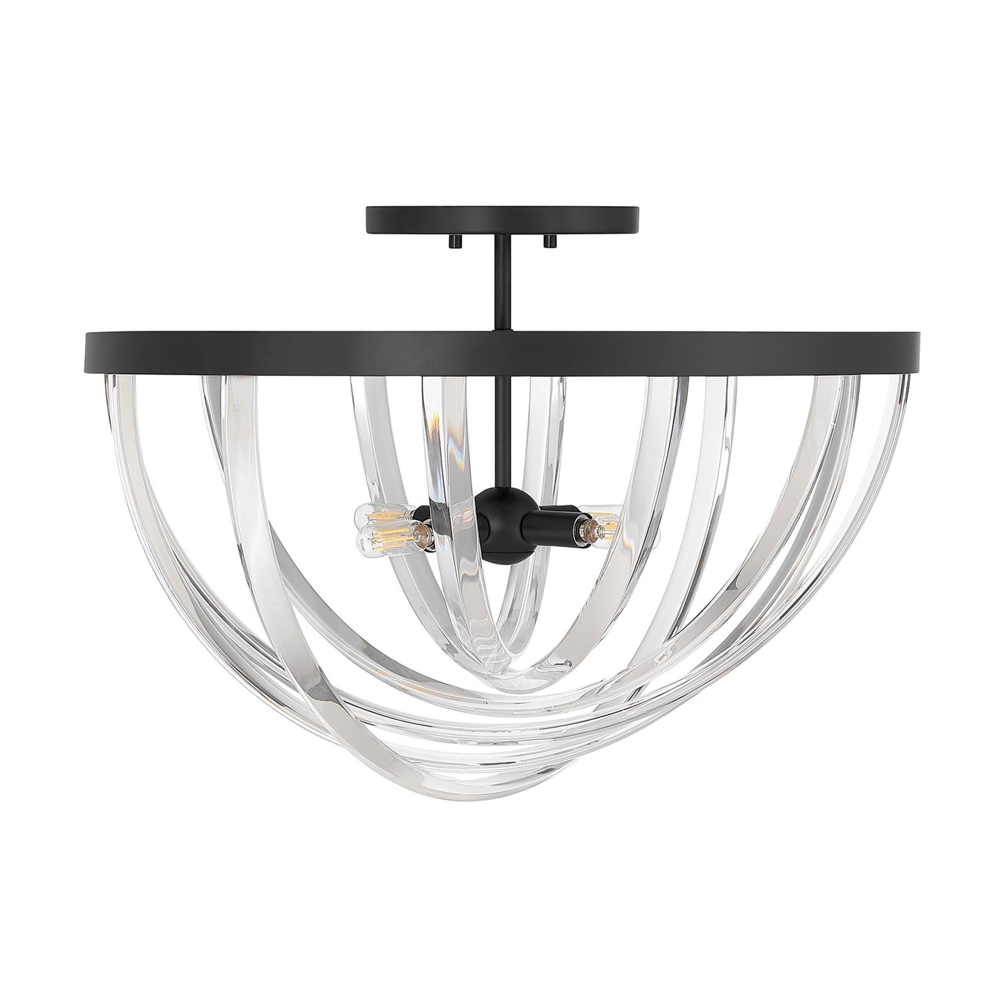 Savoy House Jennings 24in 4-Light Semi-Flush Mount | Modern & Glam Matte Black and Acrylic | Foyer & Bedroom Ceiling Light | 24 x 24 | Model 6-1777-4-89