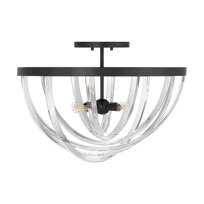 Savoy House Jennings 24in 4-Light Semi-Flush Mount | Modern & Glam Matte Black and Acrylic | Foyer & Bedroom Ceiling Light | 24 x 24 | Model 6-1777-4-89