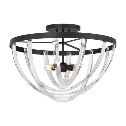 Savoy House Jennings 24in 4-Light Semi-Flush Mount | Modern & Glam Matte Black and Acrylic | Foyer & Bedroom Ceiling Light | 24 x 24 | Model 6-1777-4-89