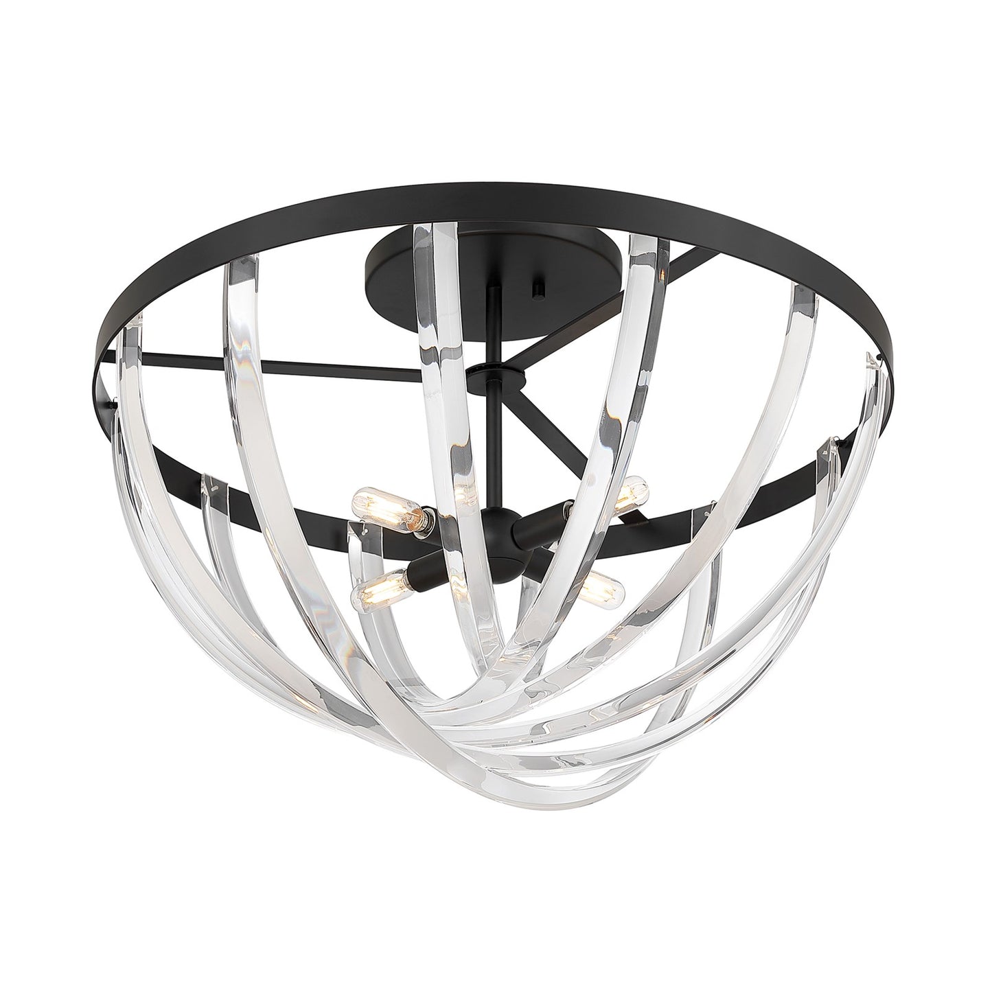 Savoy House Jennings 24in 4-Light Semi-Flush Mount | Modern & Glam Matte Black and Acrylic | Foyer & Bedroom Ceiling Light | 24 x 24 | Model 6-1777-4-89