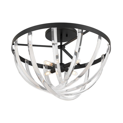 Savoy House Jennings 24in 4-Light Semi-Flush Mount | Modern & Glam Matte Black and Acrylic | Foyer & Bedroom Ceiling Light | 24 x 24 | Model 6-1777-4-89