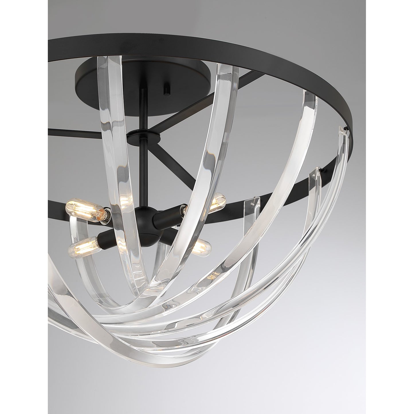 Savoy House Jennings 24in 4-Light Semi-Flush Mount | Modern & Glam Matte Black and Acrylic | Foyer & Bedroom Ceiling Light | 24 x 24 | Model 6-1777-4-89