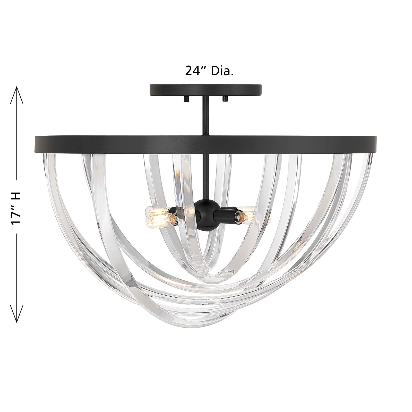 Savoy House Jennings 24in 4-Light Semi-Flush Mount | Modern & Glam Matte Black and Acrylic | Foyer & Bedroom Ceiling Light | 24 x 24 | Model 6-1777-4-89