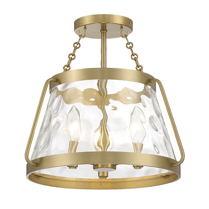 Savoy House Crawford 3-Light Ceiling Light, Warm Brass