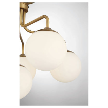 Savoy House Marco 6-Light Ceiling Light, Warm Brass/Opal