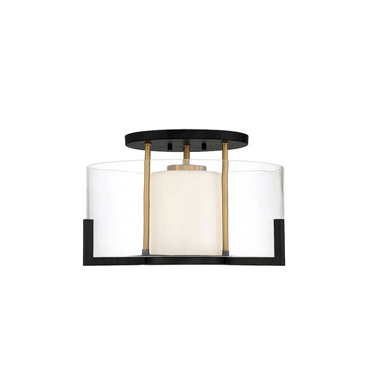 Savoy House Eaton 1 Light Ceiling Light, Black/Brass/Clear