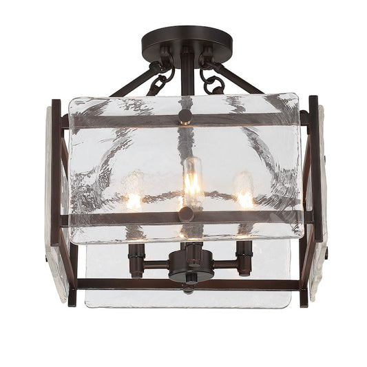 Savoy House Glenwood Semi-Flush , Bronze, Clear Water Piastra