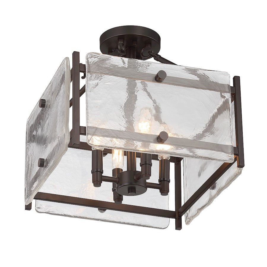 Savoy House Glenwood Semi-Flush , Bronze, Clear Water Piastra