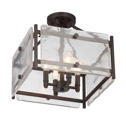 Savoy House Glenwood Semi-Flush , Bronze, Clear Water Piastra