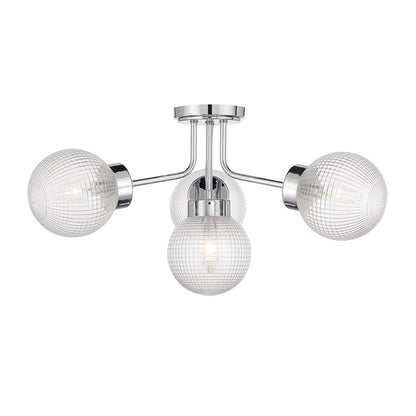 Savoy House Coral 4 Lt Semi-Flush, Chrome/Clear Textured, Chrome