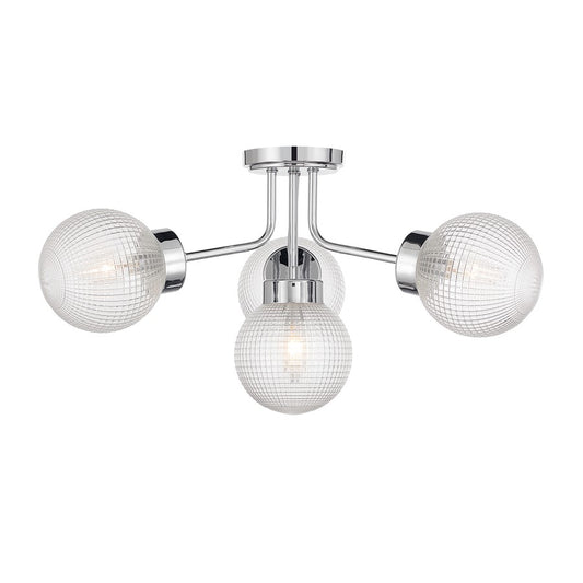 Savoy House Coral 4 Lt Semi-Flush, Chrome/Clear Textured, Chrome