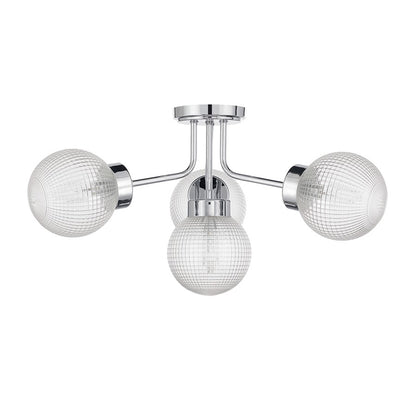 Savoy House Coral 4 Lt Semi-Flush, Chrome/Clear Textured, Chrome