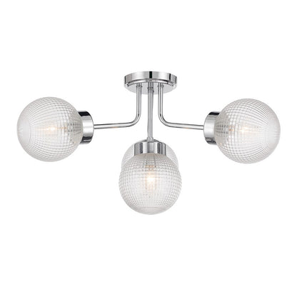 Savoy House Coral 4 Lt Semi-Flush, Chrome/Clear Textured, Chrome