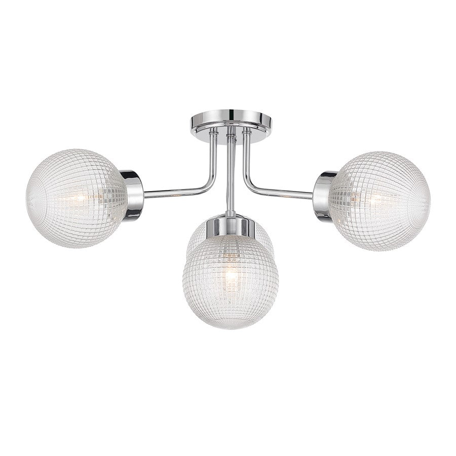 Savoy House Coral 4 Lt Semi-Flush, Chrome/Clear Textured, Chrome