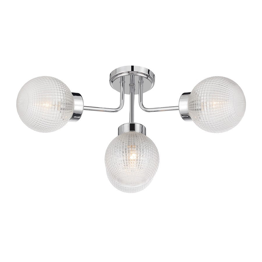 Savoy House Coral 4 Lt Semi-Flush, Chrome/Clear Textured, Chrome