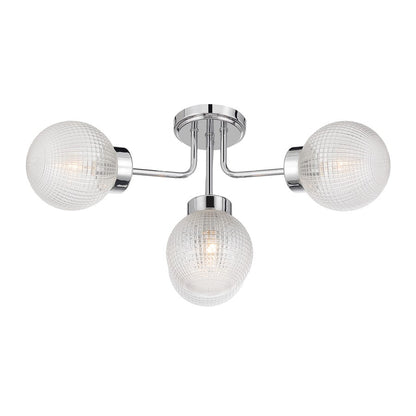 Savoy House Coral 4 Lt Semi-Flush, Chrome/Clear Textured, Chrome