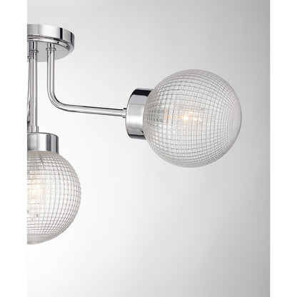 Savoy House Coral 4 Lt Semi-Flush, Chrome/Clear Textured, Chrome