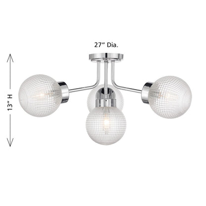 Savoy House Coral 4 Lt Semi-Flush, Chrome/Clear Textured, Chrome