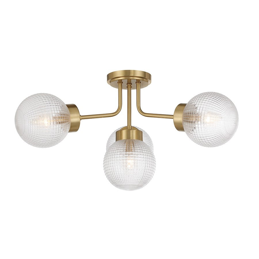 Savoy House Coral 4Lt Semi-Flush, Clear, Warm Brass