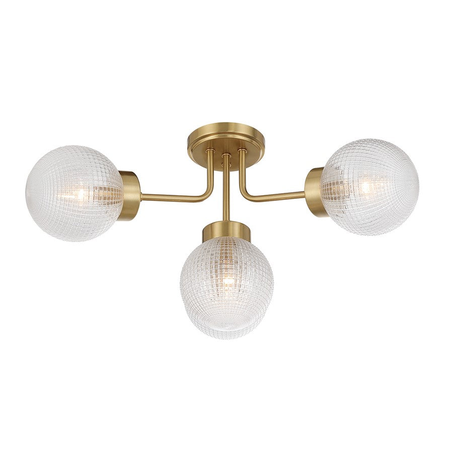 Savoy House Coral 4Lt Semi-Flush, Clear, Warm Brass