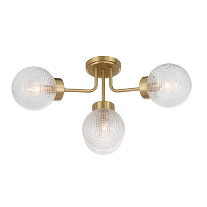Savoy House Coral 4Lt Semi-Flush, Clear, Warm Brass