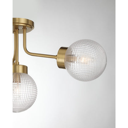 Savoy House Coral 4Lt Semi-Flush, Clear, Warm Brass