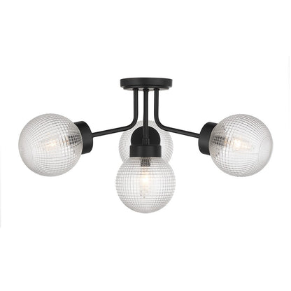Savoy House Coral 4Lt Semi-Flush, Clear Matrix, Matte Black