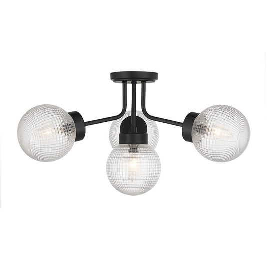 Savoy House Coral 4Lt Semi-Flush, Clear Matrix, Matte Black