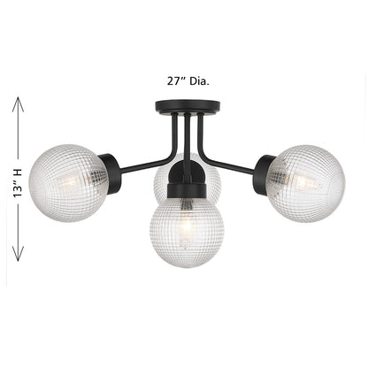 Savoy House Coral 4Lt Semi-Flush, Clear Matrix, Matte Black