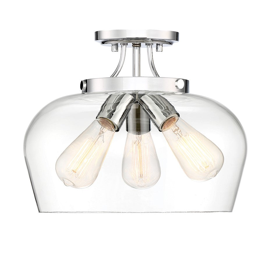 Savoy House Octave 3-Light Semi-Flush Mount | Warm Brass Metal & Clear Glass | Foyer, Hallway & Bedroom Ceiling Light | 60W per Bulb, Dimmable, E26 Base | Model 6-4035-3-322