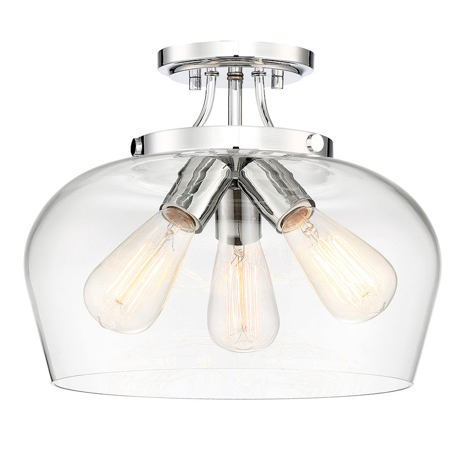 Savoy House Octave 3-Light Semi-Flush Mount | Warm Brass Metal & Clear Glass | Foyer, Hallway & Bedroom Ceiling Light | 60W per Bulb, Dimmable, E26 Base | Model 6-4035-3-322
