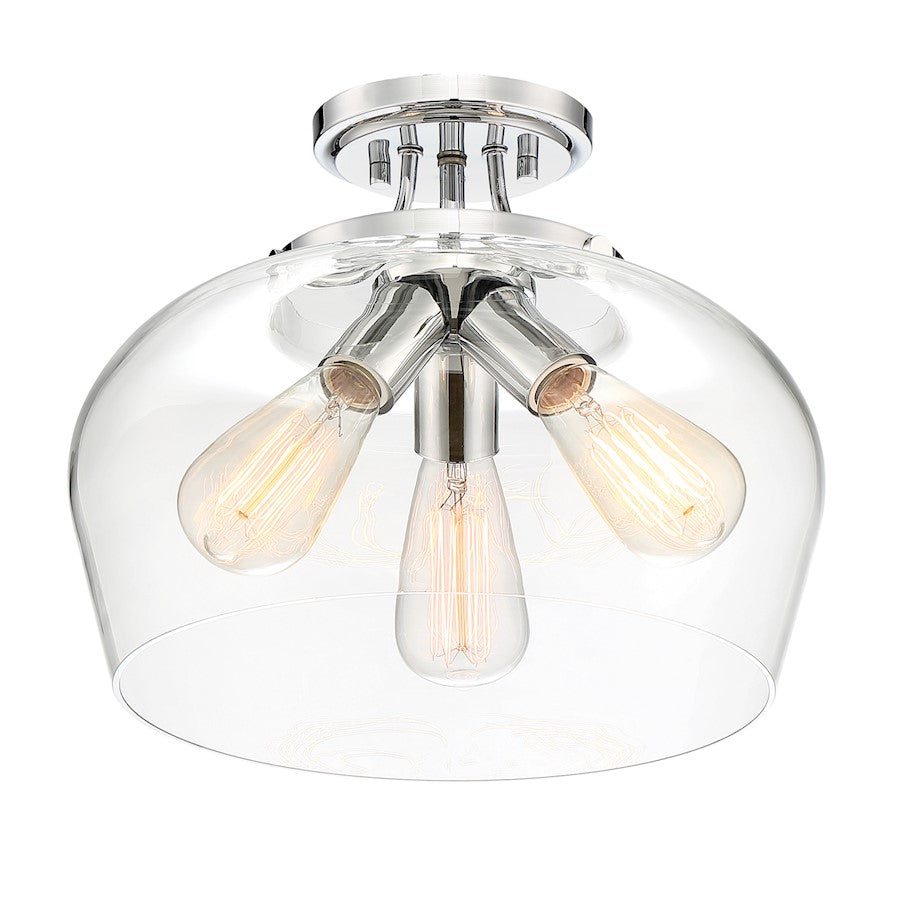 Savoy House Octave 3-Light Semi-Flush Mount | Warm Brass Metal & Clear Glass | Foyer, Hallway & Bedroom Ceiling Light | 60W per Bulb, Dimmable, E26 Base | Model 6-4035-3-322