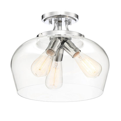 Savoy House Octave 3-Light Semi-Flush Mount | Warm Brass Metal & Clear Glass | Foyer, Hallway & Bedroom Ceiling Light | 60W per Bulb, Dimmable, E26 Base | Model 6-4035-3-322