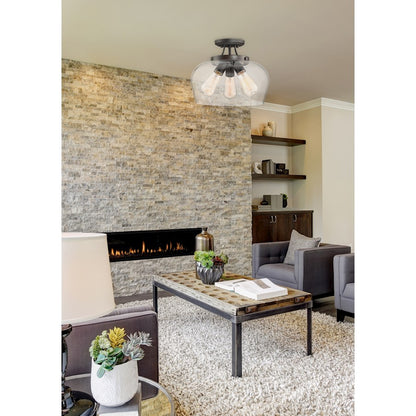 Savoy House Octave 3-Light Semi-Flush Mount | Warm Brass Metal & Clear Glass | Foyer, Hallway & Bedroom Ceiling Light | 60W per Bulb, Dimmable, E26 Base | Model 6-4035-3-322