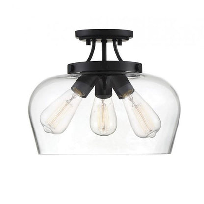 Savoy House Octave 3 Light Semi Flush Mount, Black