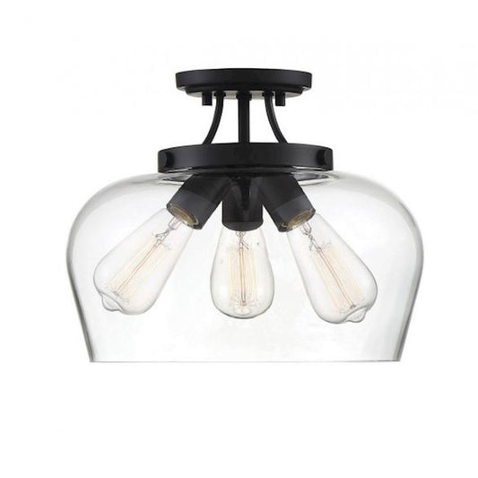 Savoy House Octave 3 Light Semi Flush Mount, Black