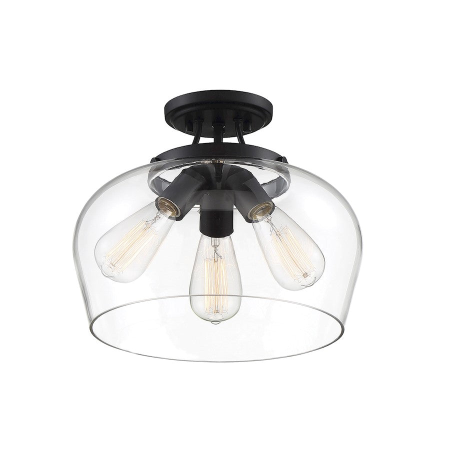 Savoy House Octave 3 Light Semi Flush Mount, Black