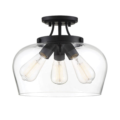 Savoy House Octave 3 Light Semi Flush Mount, Black