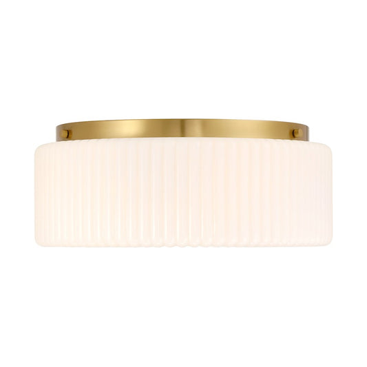 Savoy House Edgemont 4 Light Flush Mount, Warm Brass/White Strie