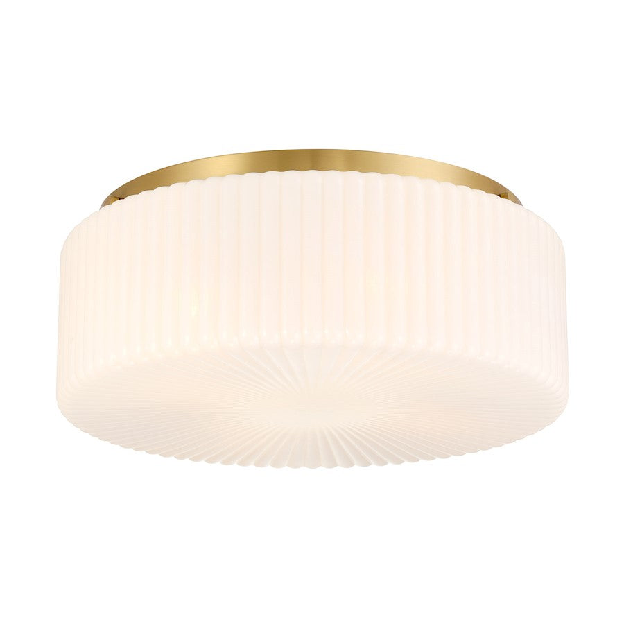 Savoy House Edgemont 4 Light Flush Mount, Warm Brass/White Strie